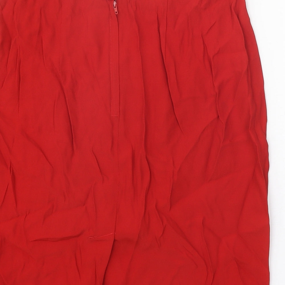 Carole Little Womens Red Acetate A-Line Skirt Size 12 Zip