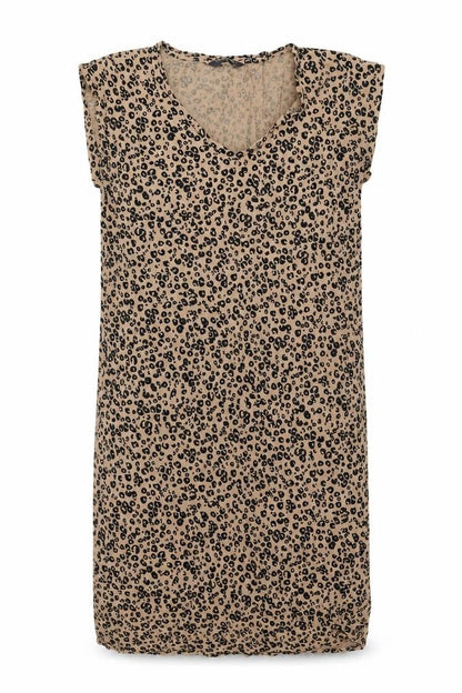 Marks and Spencer Womens Brown Animal Print Viscose Shift Size 10 Round Neck Pullover