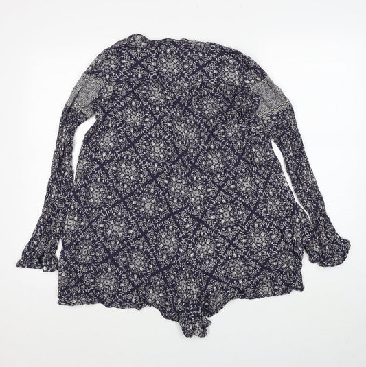 Zara Womens Blue Geometric Viscose Playsuit One-Piece Size XS Pullover