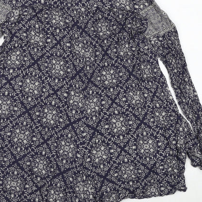 Zara Womens Blue Geometric Viscose Playsuit One-Piece Size XS Pullover