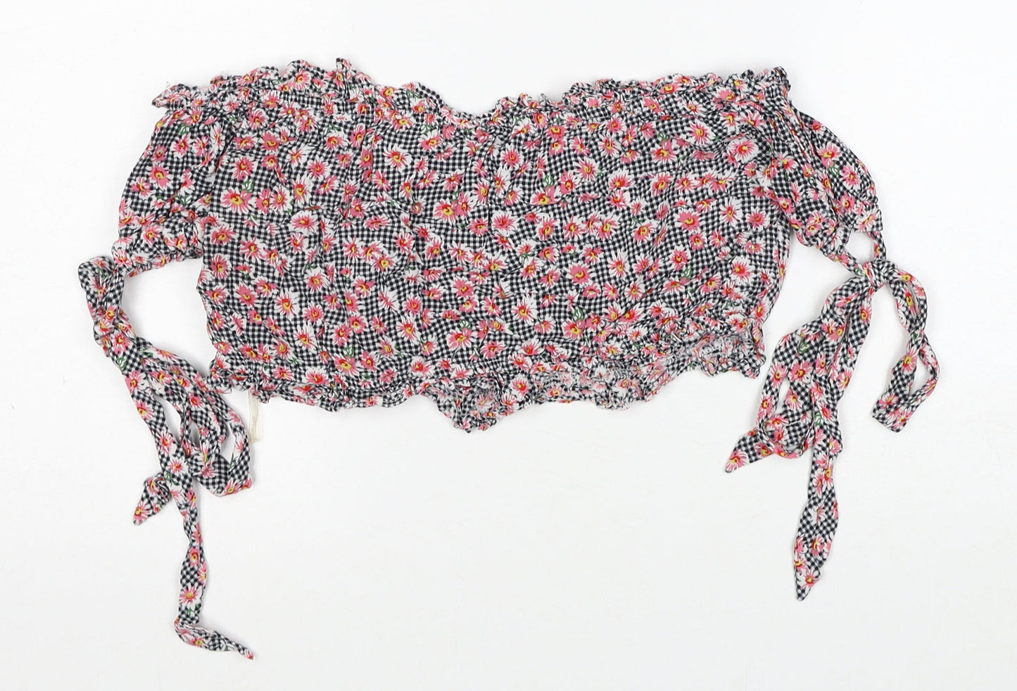 Glamorous Womens Multicoloured Geometric Cotton Cropped Blouse Size M Square Neck