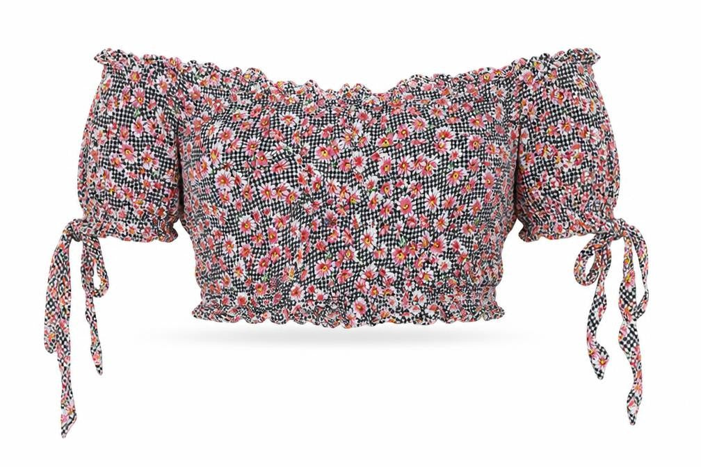 Womens UK Size M Glamorous Multicoloured Cropped Blouse