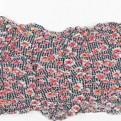 Glamorous Womens Multicoloured Geometric Cotton Cropped Blouse Size M Square Neck