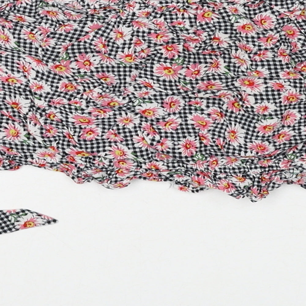 Glamorous Womens Multicoloured Geometric Cotton Cropped Blouse Size M Square Neck