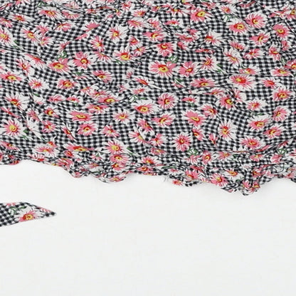 Glamorous Womens Multicoloured Geometric Cotton Cropped Blouse Size M Square Neck