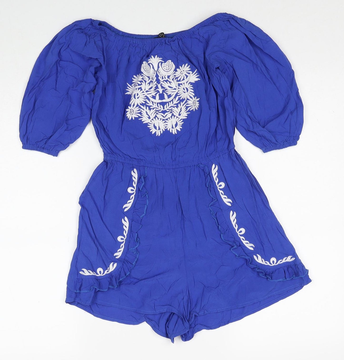 Quiz Womens Blue Polyester Playsuit One-Piece Size 6 Pullover