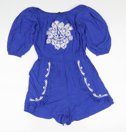 Quiz Womens Blue Polyester Playsuit One-Piece Size 6 Pullover