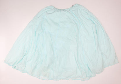 EAST Womens Blue Cotton A-Line Skirt Size 14