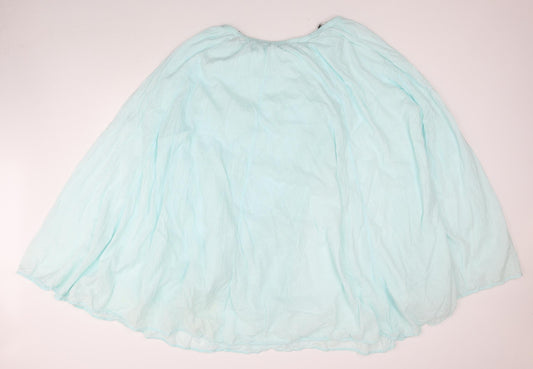 EAST Womens Blue Cotton A-Line Skirt Size 14