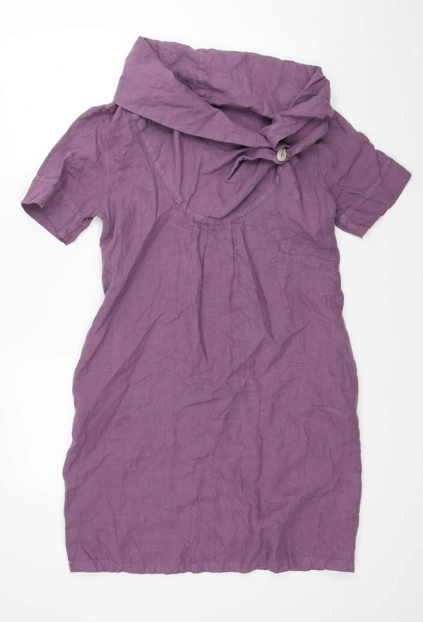 Luana Womens Purple Linen A-Line Size XS Roll Neck Pullover