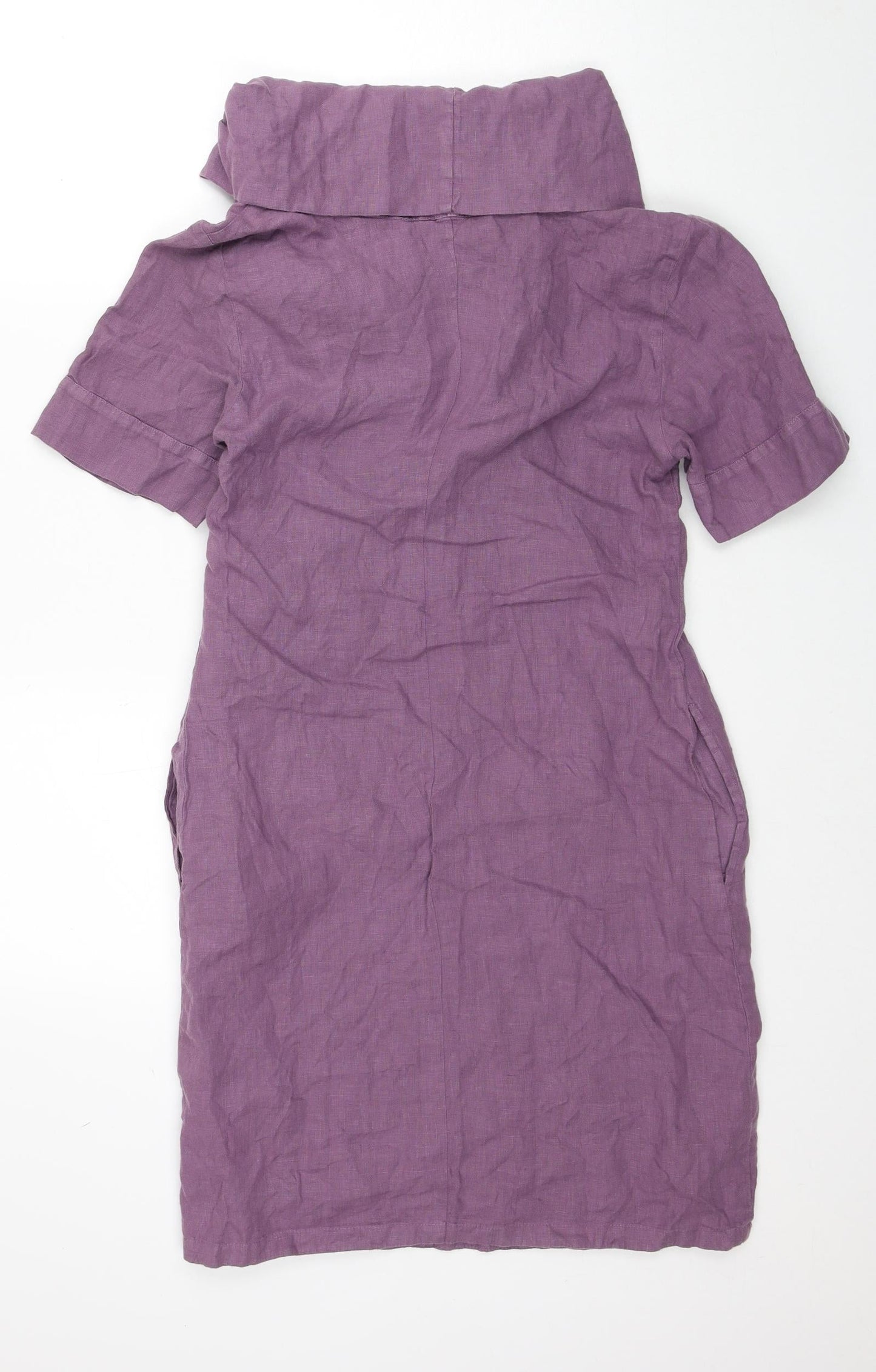Luana Womens Purple Linen A-Line Size XS Roll Neck Pullover