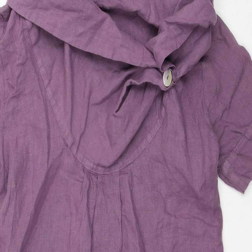 Luana Womens Purple Linen A-Line Size XS Roll Neck Pullover