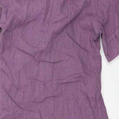Luana Womens Purple Linen A-Line Size XS Roll Neck Pullover
