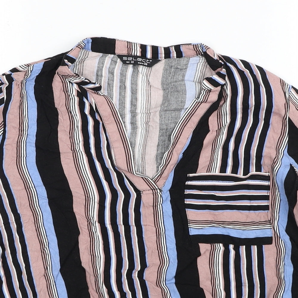 Womens UK Size 10 Selected Multicoloured Basic Blouse