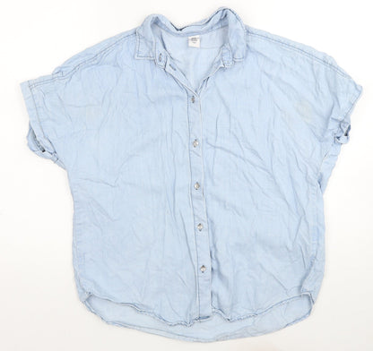 Womens UK Size XS H&M Blue Basic Button-Up