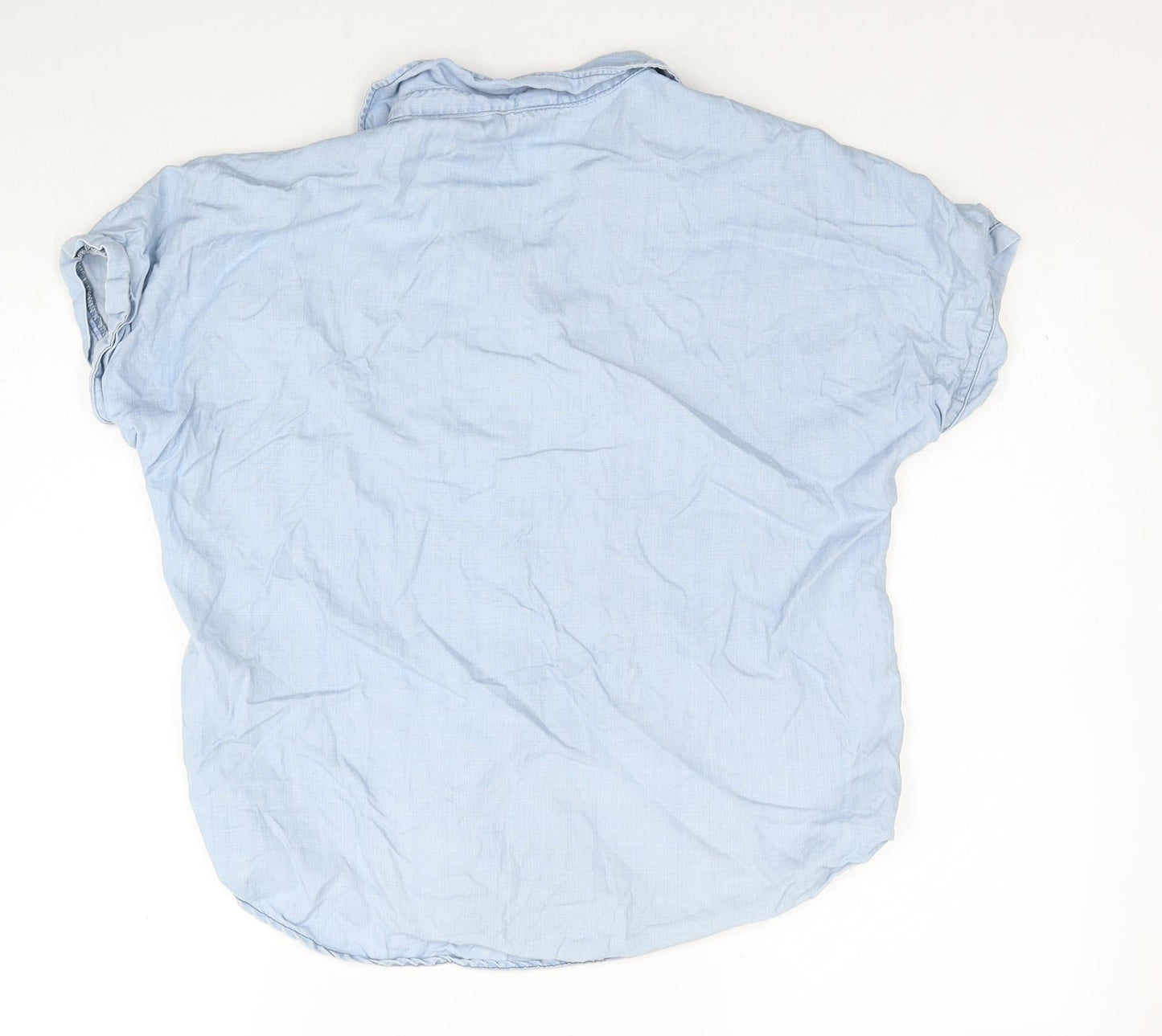 Womens UK Size XS H&M Blue Basic Button-Up