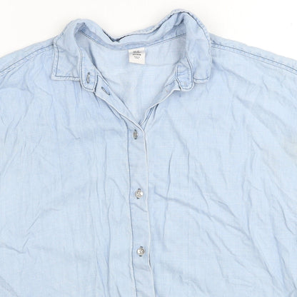 Womens UK Size XS H&M Blue Basic Button-Up