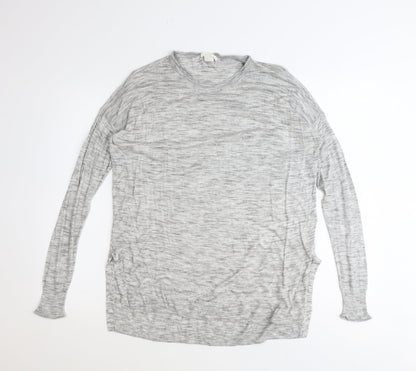 H&M Womens Grey Polyester Basic Blouse Size S Scoop Neck