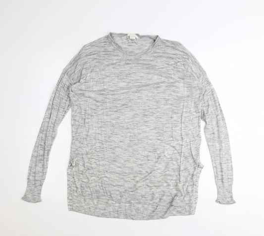 H&M Womens Grey Polyester Basic Blouse Size S Scoop Neck