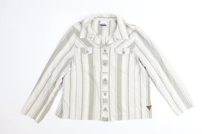 LauRie Mens Brown Striped Cotton Dress Shirt Size 44 Collared Button