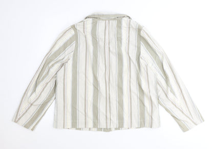 LauRie Mens Brown Striped Cotton Dress Shirt Size 44 Collared Button