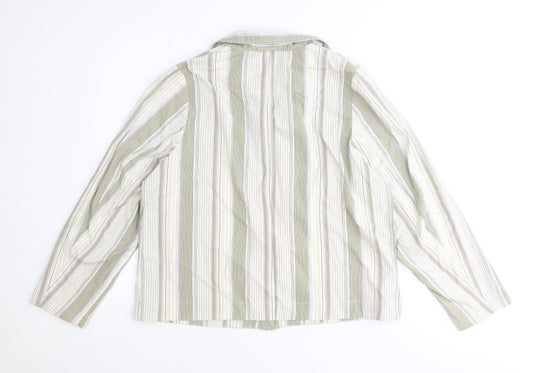 LauRie Mens Brown Striped Cotton Dress Shirt Size 44 Collared Button