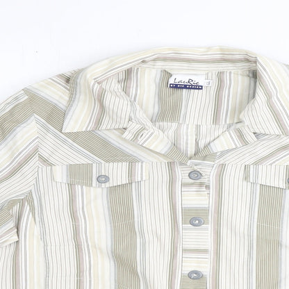 LauRie Mens Brown Striped Cotton Dress Shirt Size 44 Collared Button
