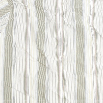 LauRie Mens Brown Striped Cotton Dress Shirt Size 44 Collared Button