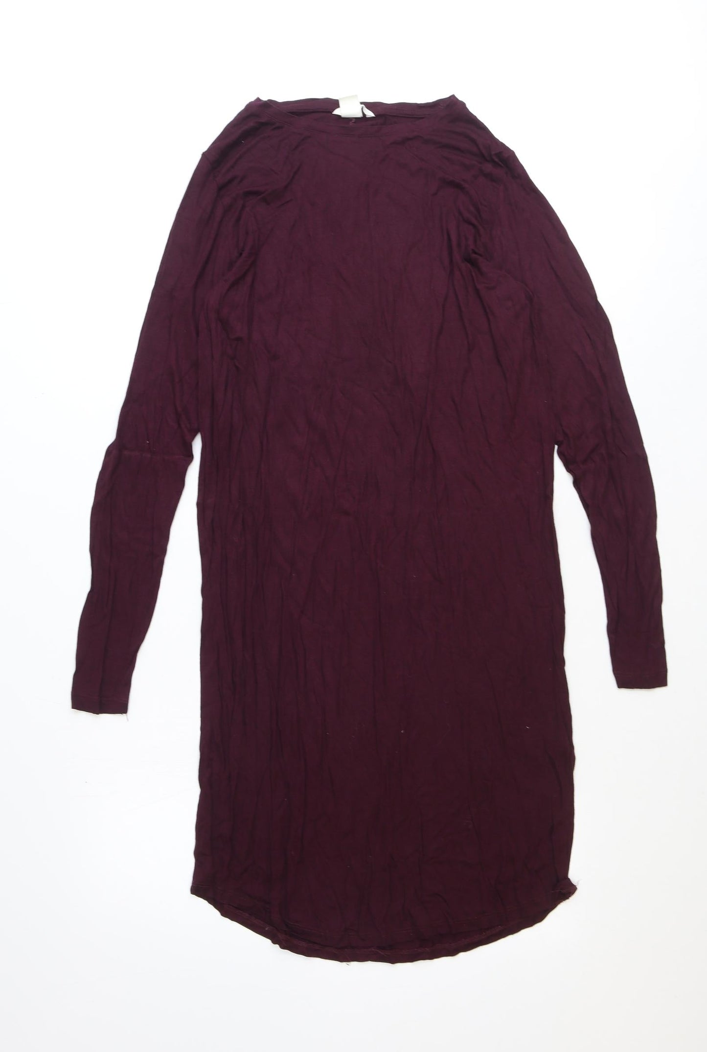 H&M Womens Red Polyester T-Shirt Dress Size L Round Neck Pullover