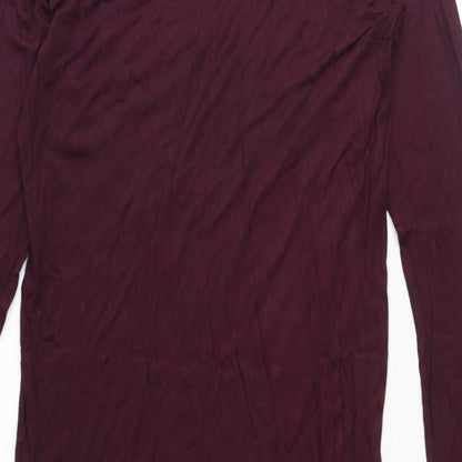 H&M Womens Red Polyester T-Shirt Dress Size L Round Neck Pullover