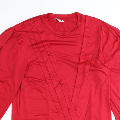 Zara Womens Red Polyester Shift Size 18 Round Neck Pullover