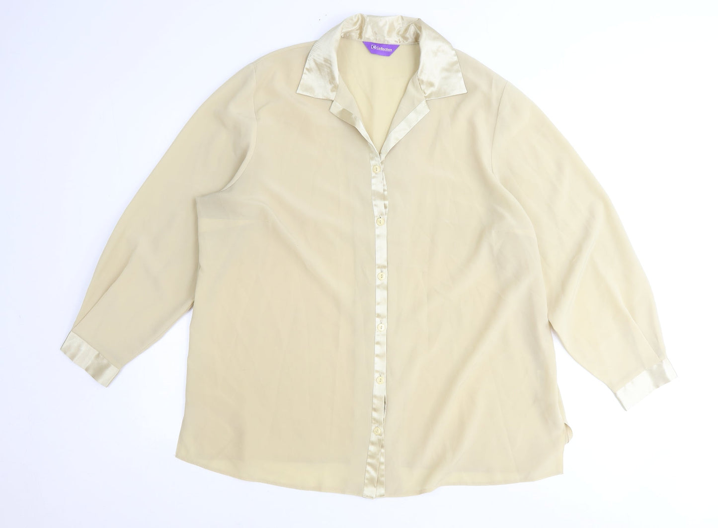 Collections Womens Beige Polyester Basic Button-Up Size 22 Collared