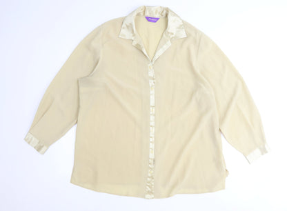 Collections Womens Beige Polyester Basic Button-Up Size 22 Collared