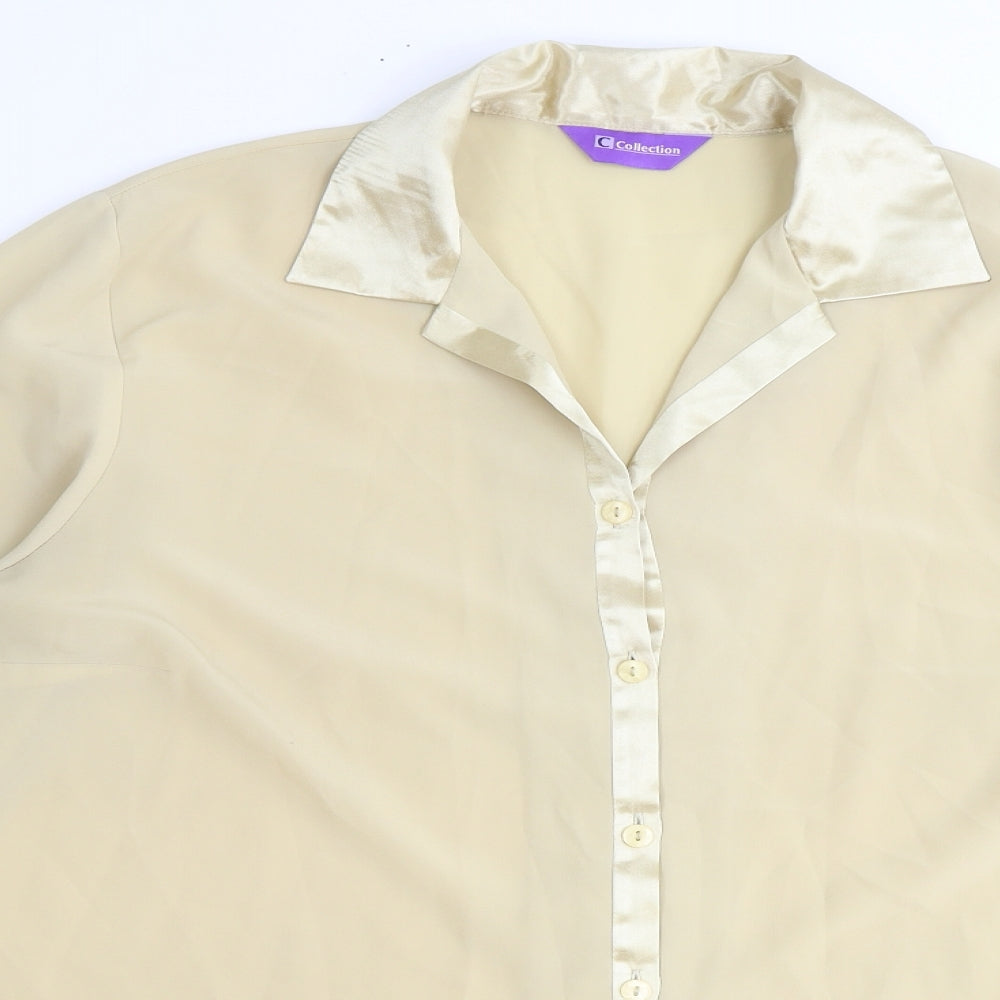 Collections Womens Beige Polyester Basic Button-Up Size 22 Collared