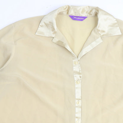 Collections Womens Beige Polyester Basic Button-Up Size 22 Collared