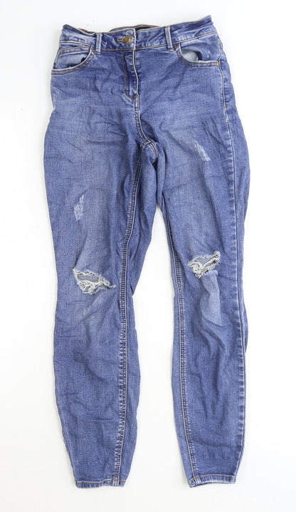Womens UK Size 8 Denim Regular Fit Straight Blue Jeans