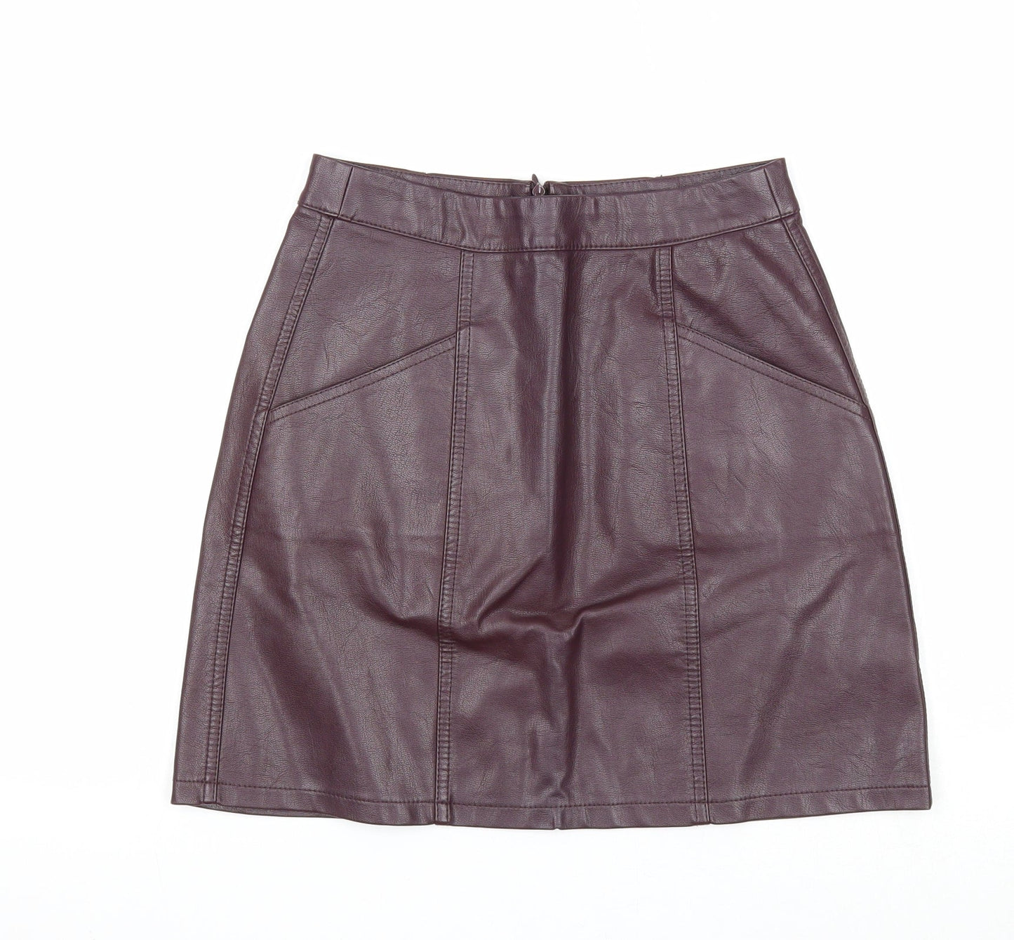 New Look Womens Purple Viscose A-Line Skirt Size 6 Zip