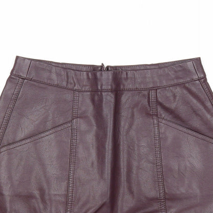 New Look Womens Purple Viscose A-Line Skirt Size 6 Zip