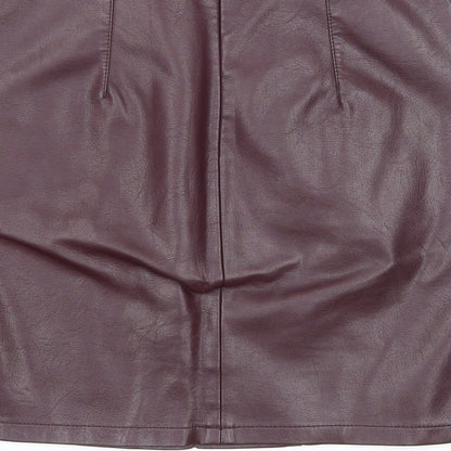 New Look Womens Purple Viscose A-Line Skirt Size 6 Zip