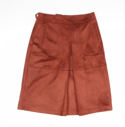 NEXT Womens Brown Polyester A-Line Skirt Size 6 Zip