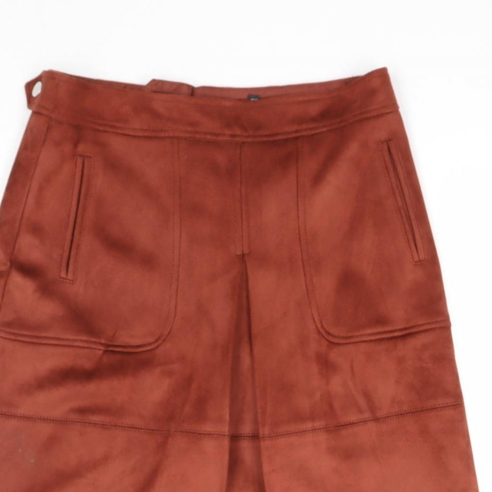 NEXT Womens Brown Polyester A-Line Skirt Size 6 Zip