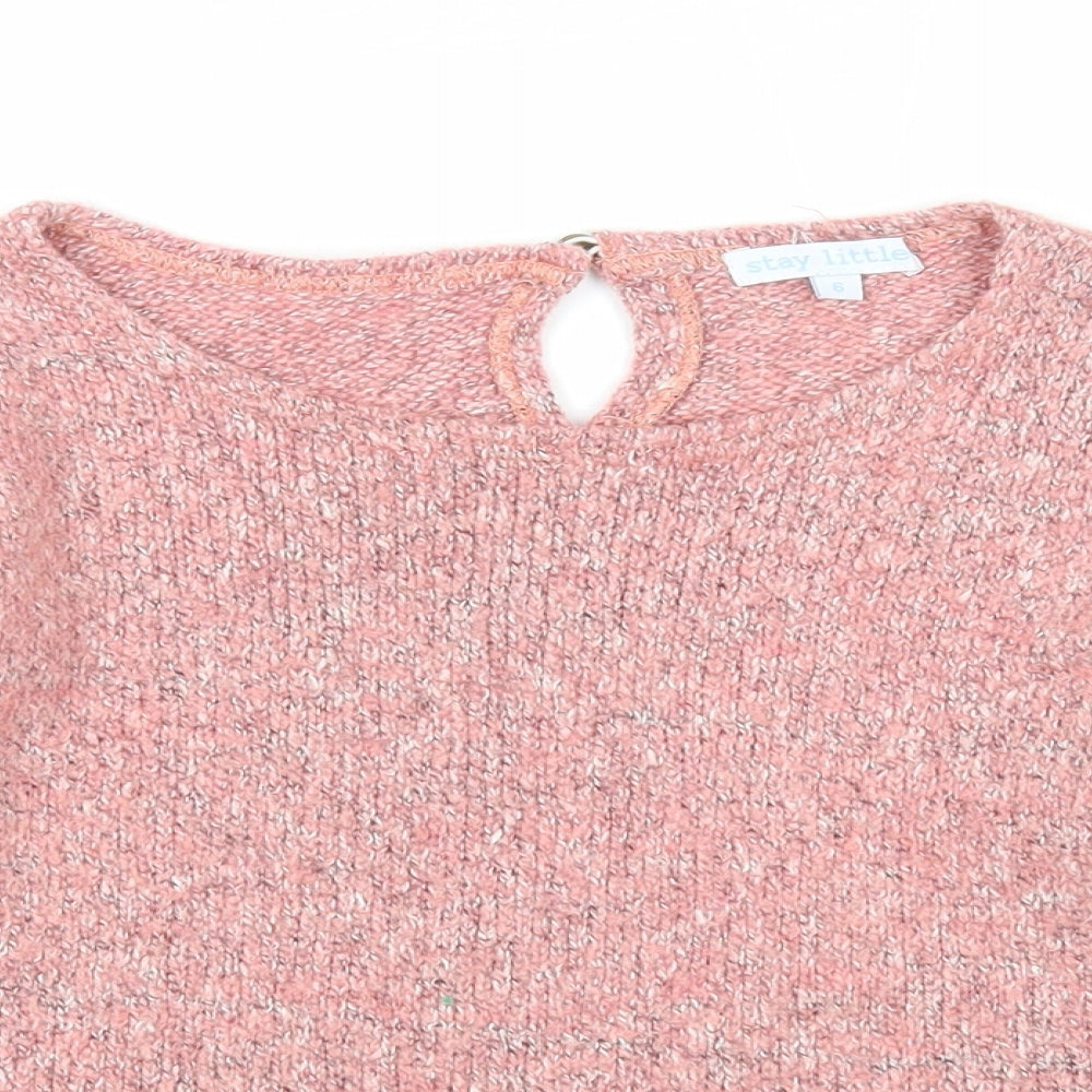 Stay Little Womens Pink Round Neck Cotton Pullover Jumper Size 6