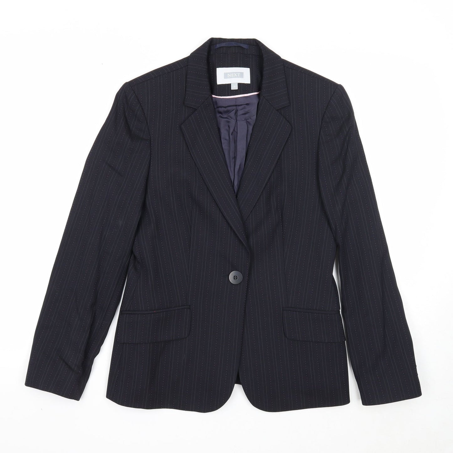 NEXT Womens Blue Striped Wool Jacket Blazer Size 8