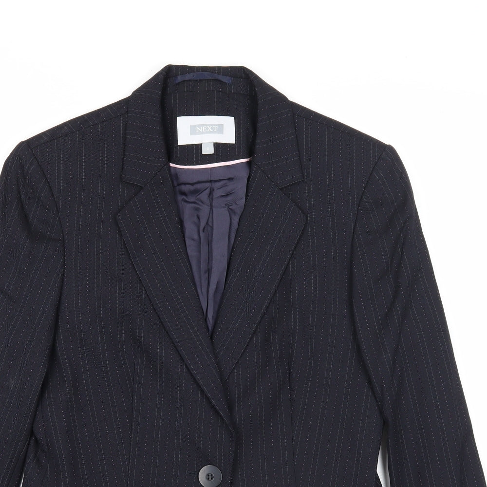 NEXT Womens Blue Striped Wool Jacket Blazer Size 8