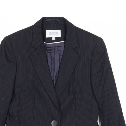 NEXT Womens Blue Striped Wool Jacket Blazer Size 8