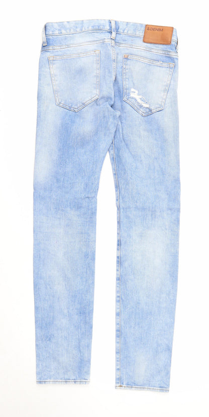 &denim Mens Blue Cotton Straight Jeans Size 29 in L32 in Regular Zip