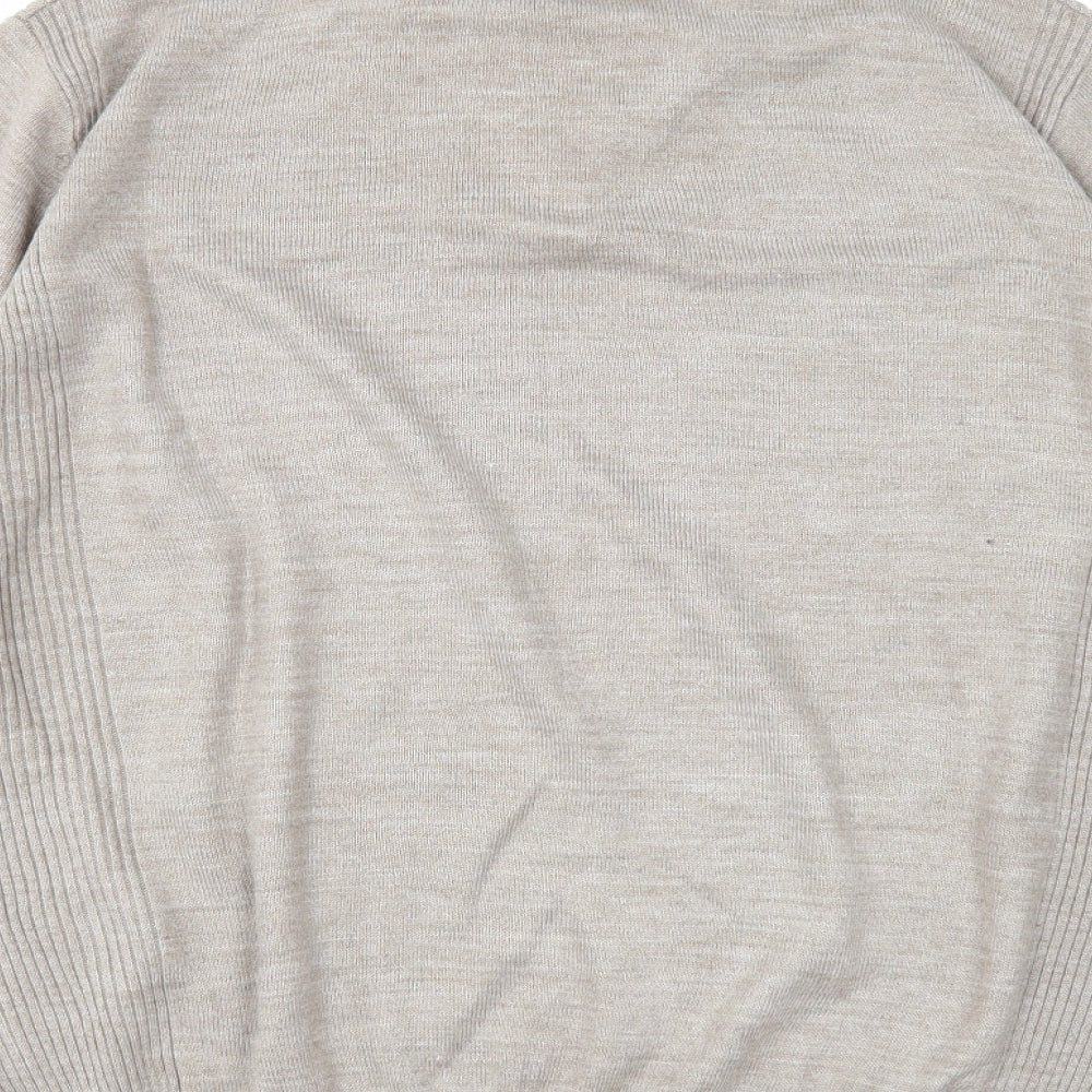 George Mens Beige V-Neck Acrylic Pullover Jumper Size L Long Sleeve