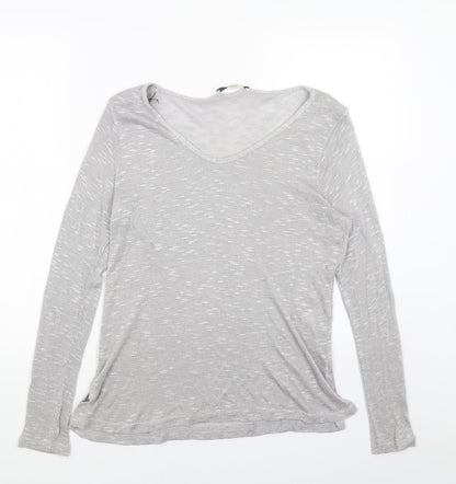George Womens Silver V-Neck Acrylic Pullover Jumper Size 12