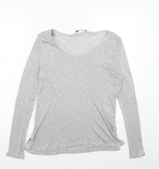 George Womens Silver V-Neck Acrylic Pullover Jumper Size 12