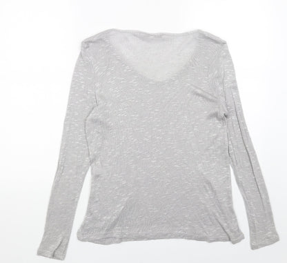 George Womens Silver V-Neck Acrylic Pullover Jumper Size 12